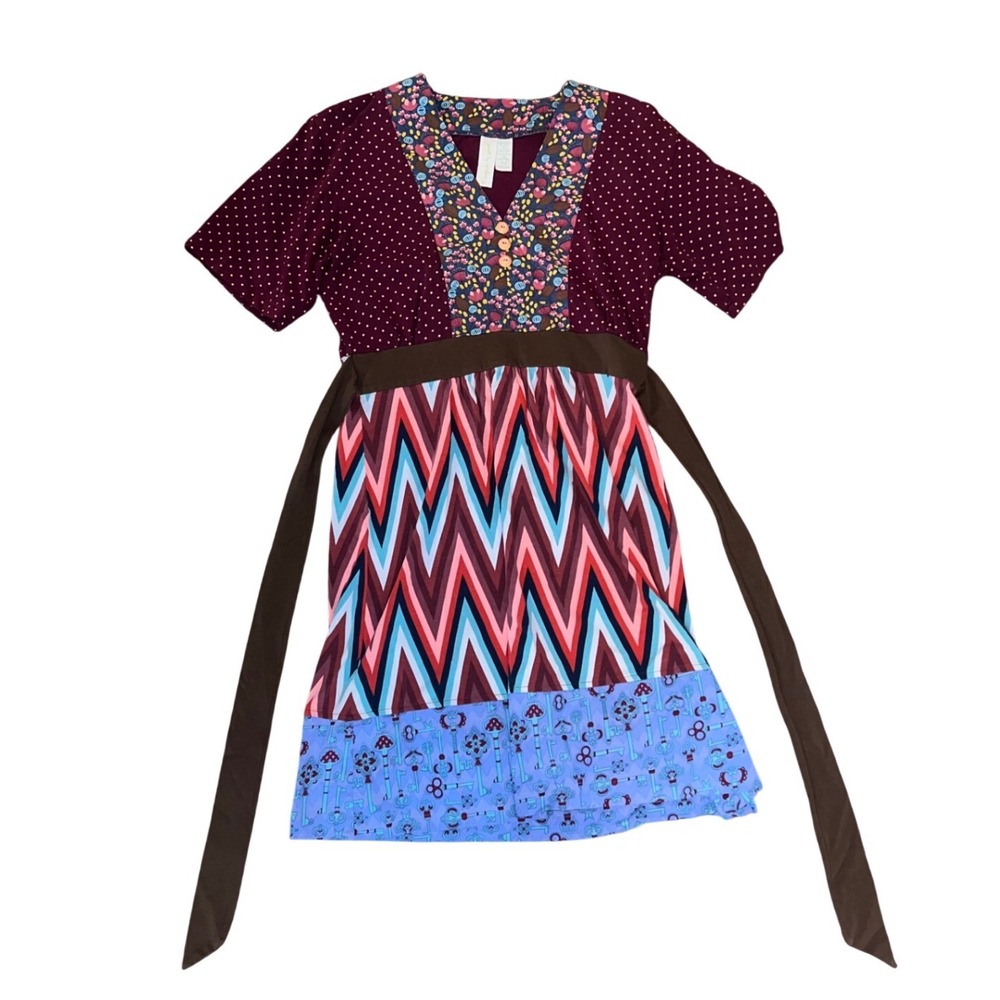 Matilda Jane Womens Paint By Numbers Collage Kimono Chevron Print Dress XS